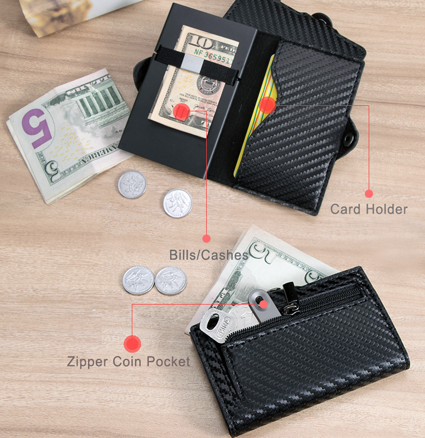 Kreditkartenetui mit RFID-Schutz Carbon Black