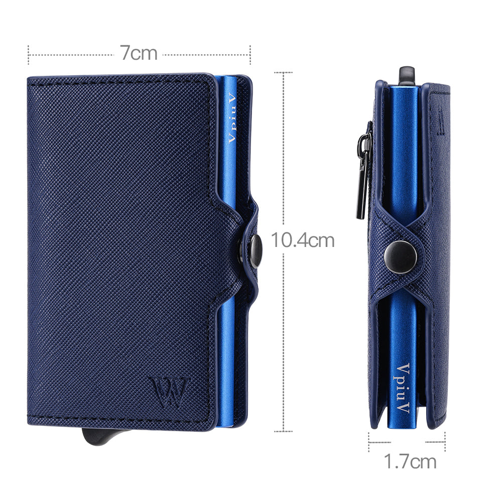 Porta Carte di Credito Antigraffio Blu con Protezione RFID NFC