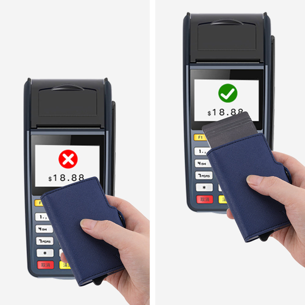 Porta Carte di Credito Antigraffio Blu con Protezione RFID NFC