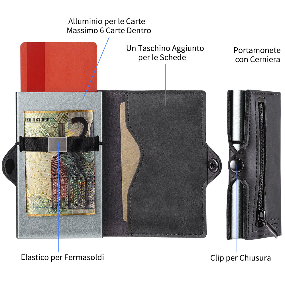 Geldbörse Leder Vintage Grau Geldbörse RFID NFC Schutz