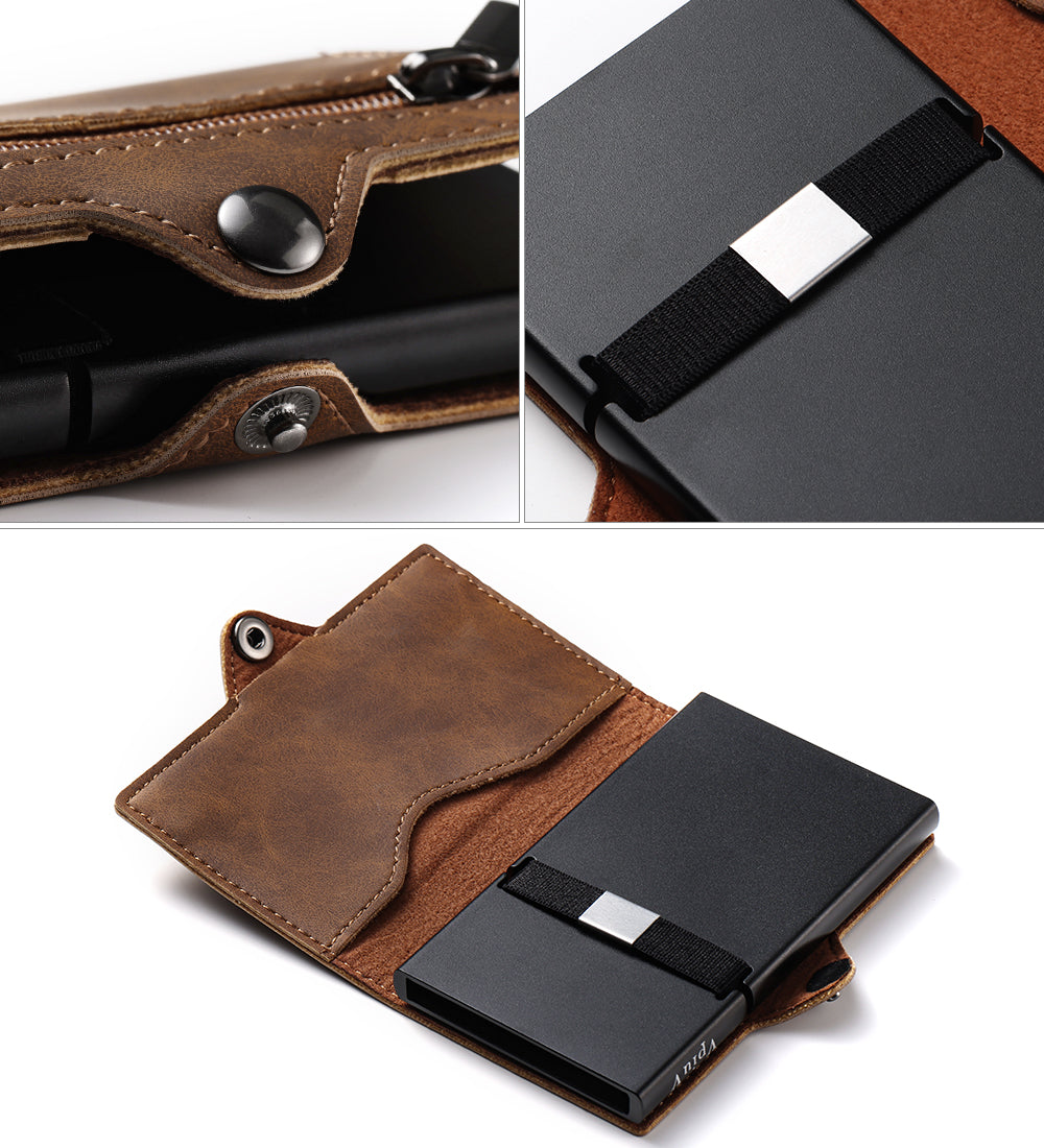 Wallet Leather Vintage Brown RFID NFC Protection