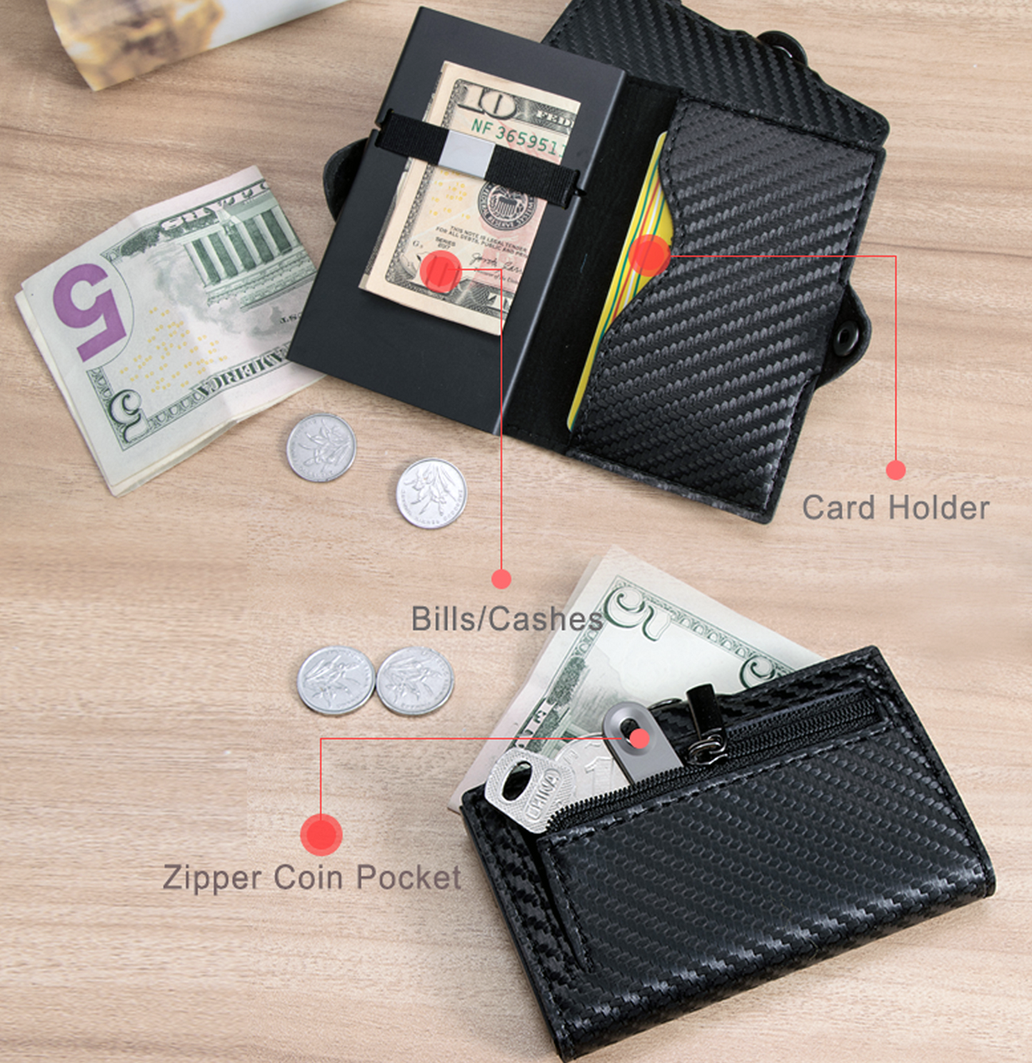 Credit Card Holder RFID Protection Carbon Black