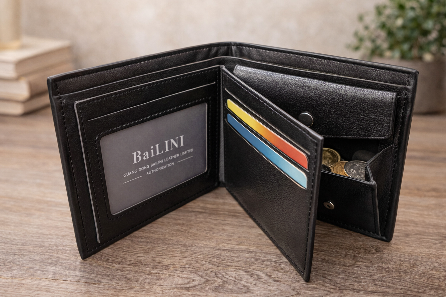 Portafoglio Uomo Pelle Pu Dotato di Scomparti Carte con Protezione RFID, Portamonete Banconote e Documenti, Idea Regalo Uomo dal Design Classico e Raffinato,Morbido