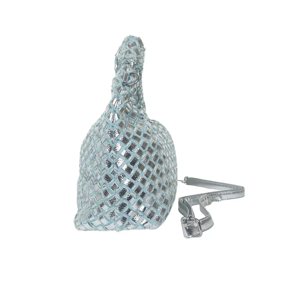Mesh Knot handle bag with detachable strap