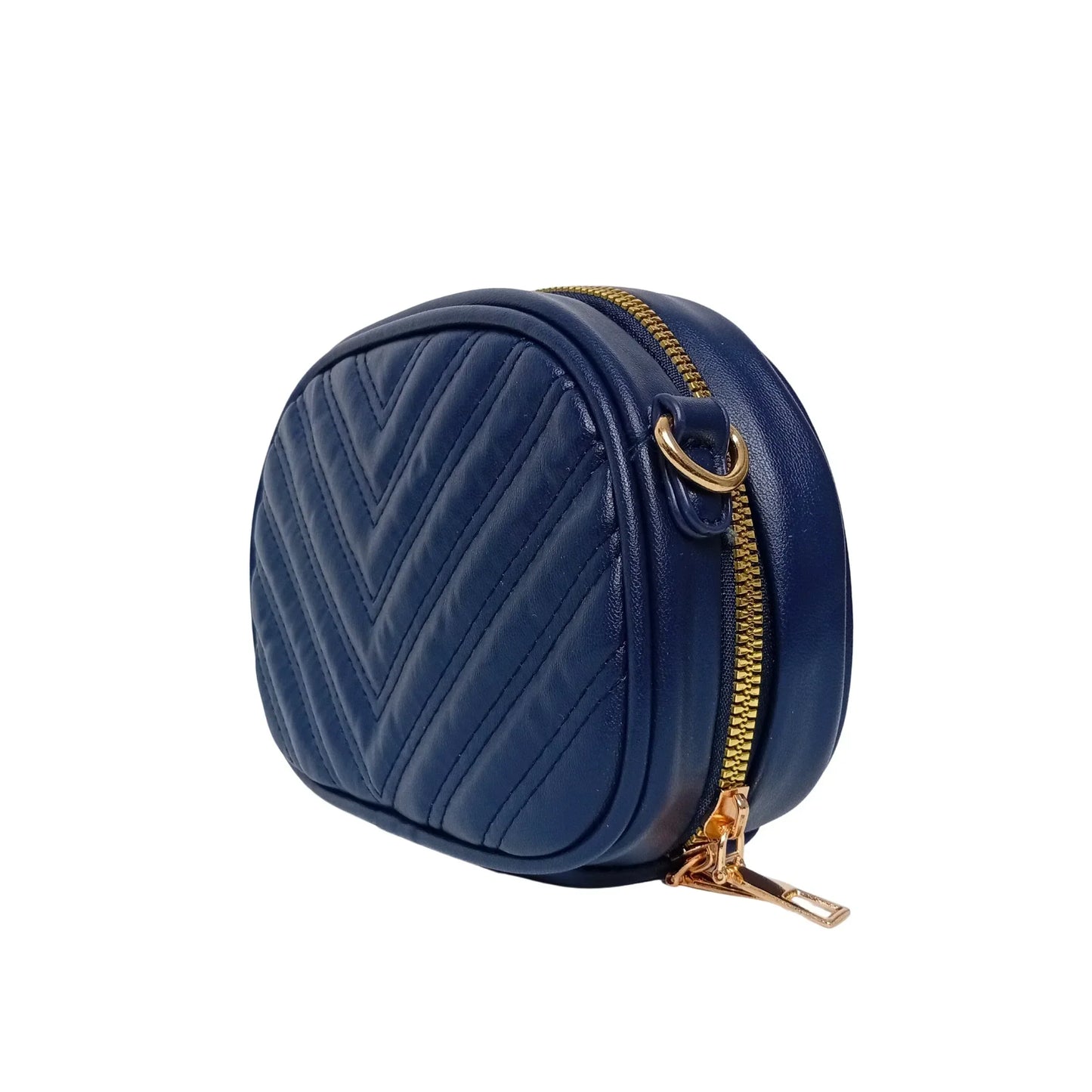 Quilted oval crossbody bag - V-stitched pattern MS-5941