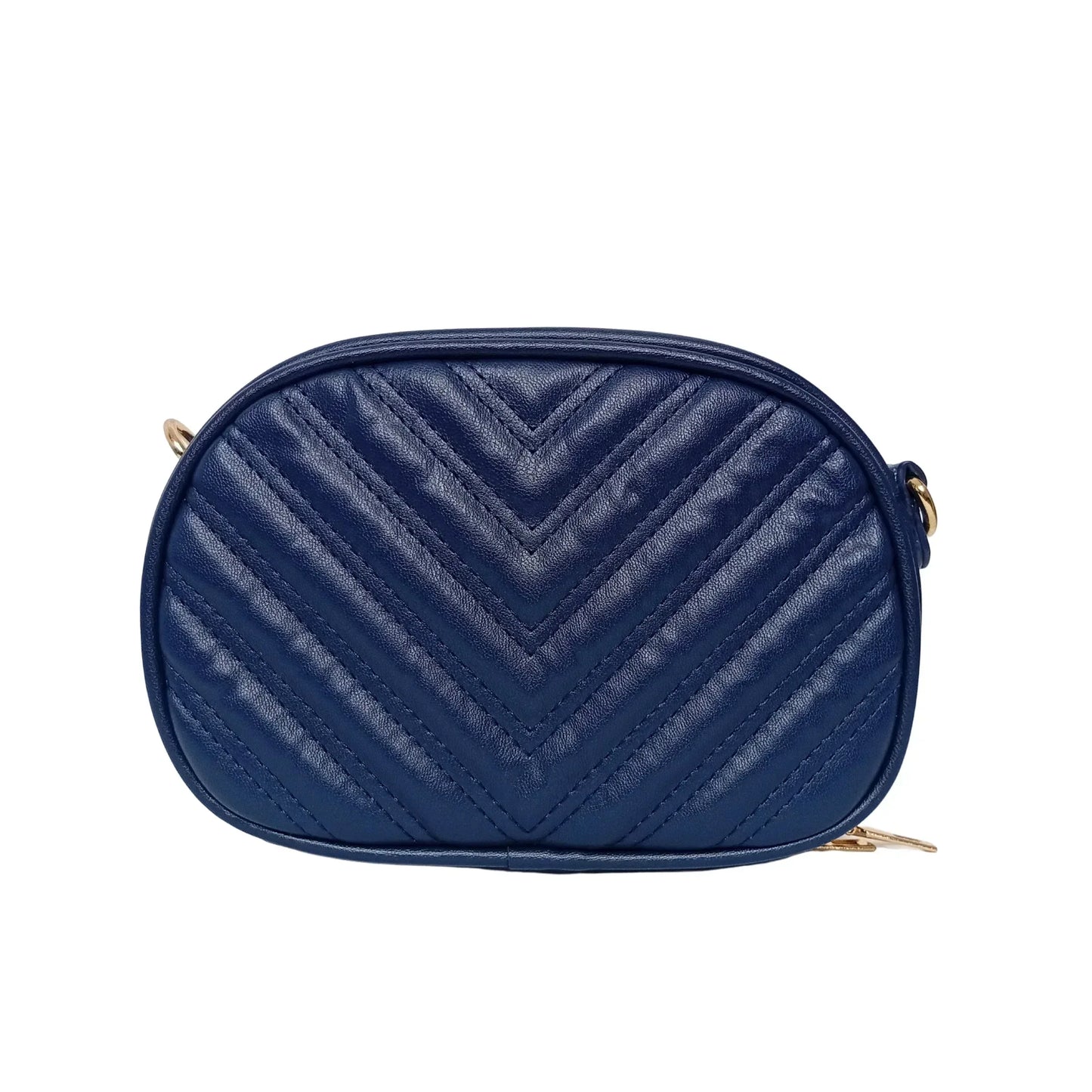 Quilted oval crossbody bag - V-stitched pattern MS-5941