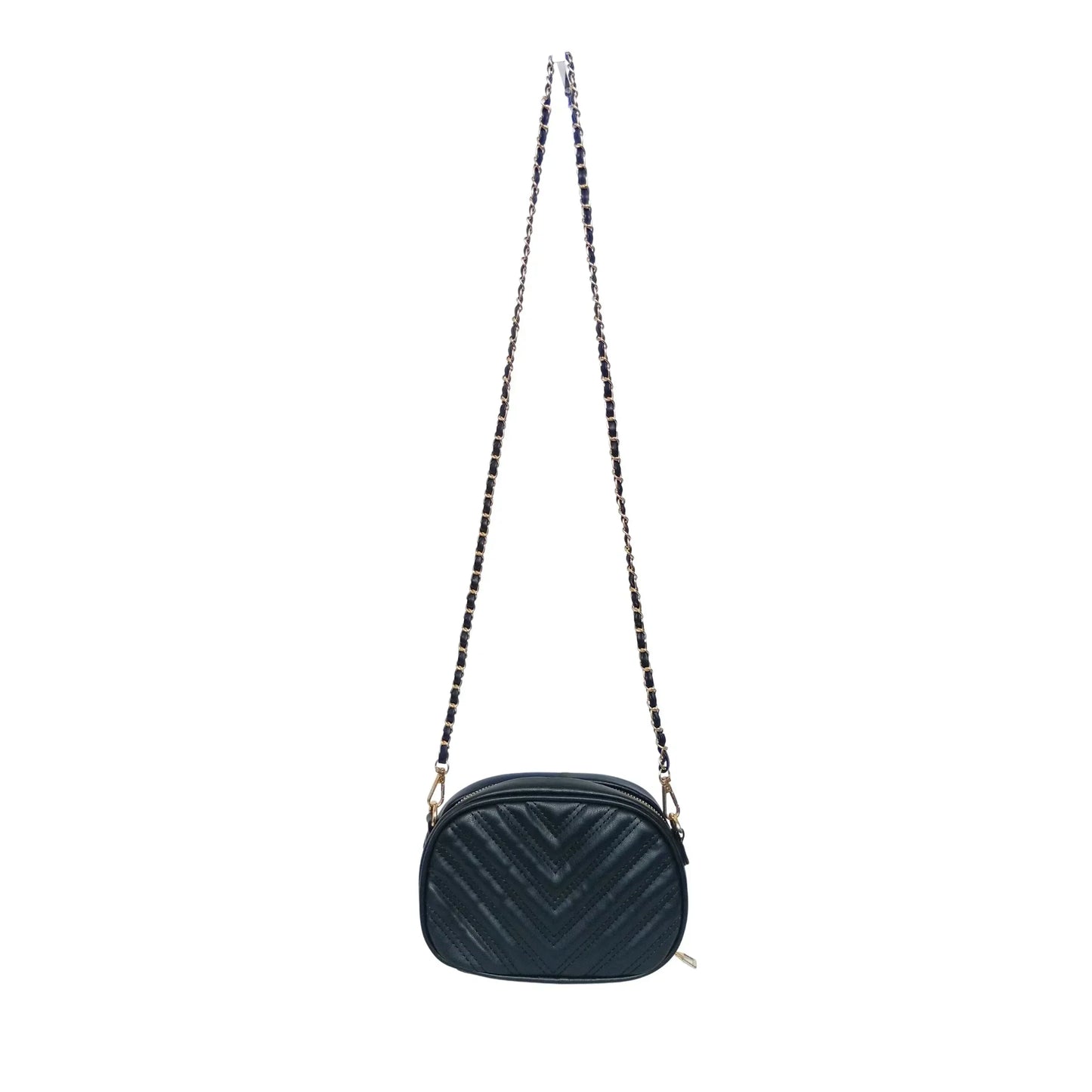 Quilted oval crossbody bag - V-stitched pattern MS-5941