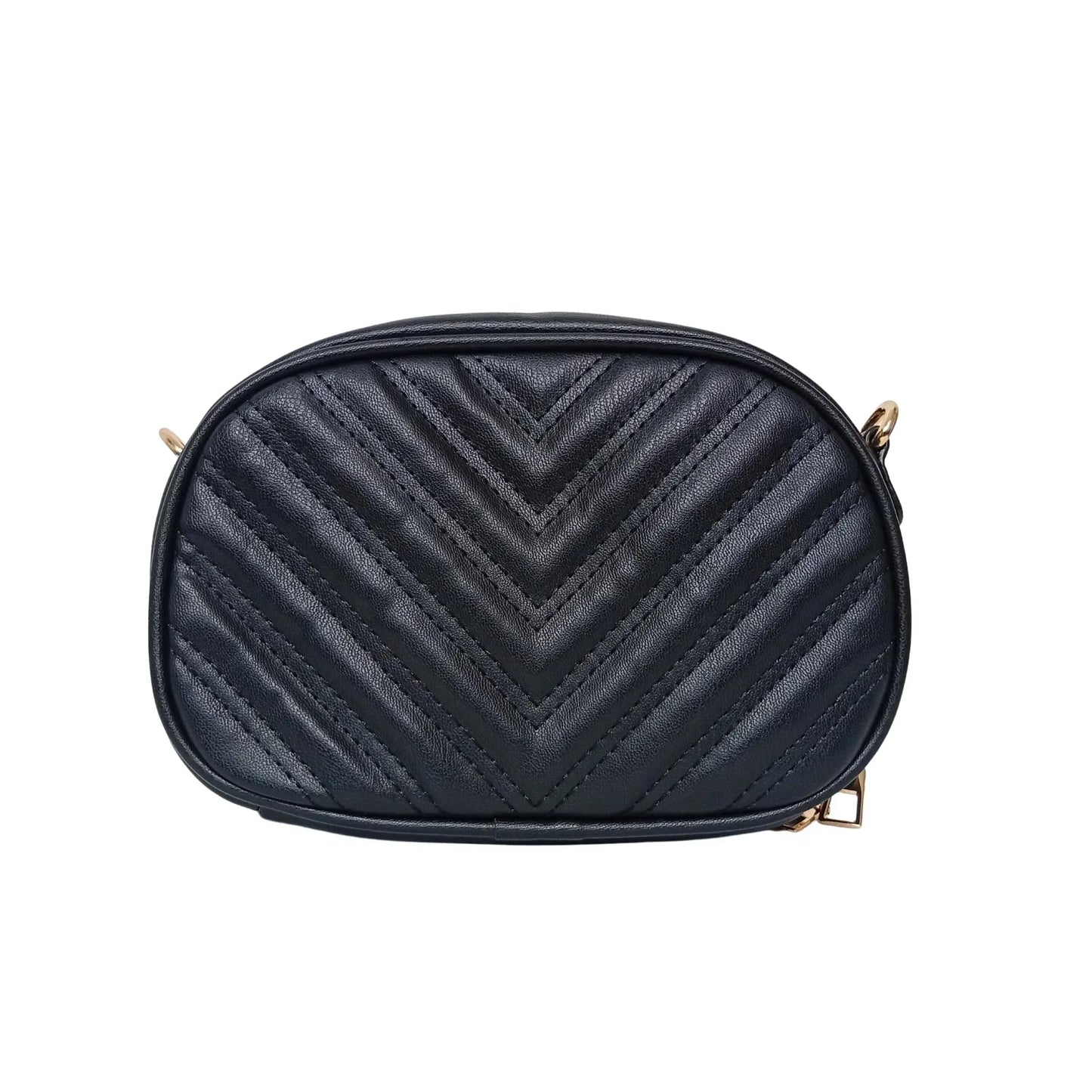 Quilted oval crossbody bag - V-stitched pattern MS-5941